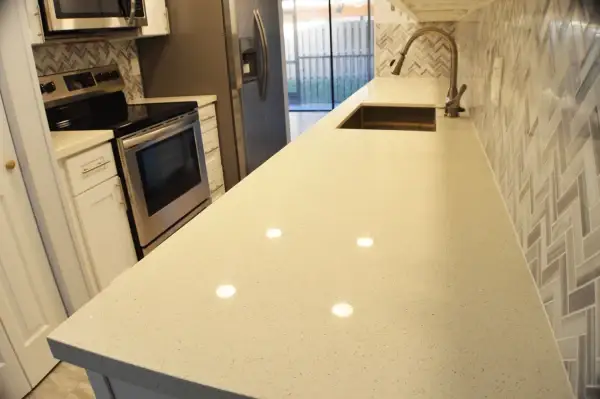 Kitchen remodel with quartz countertops and custom cabinetry