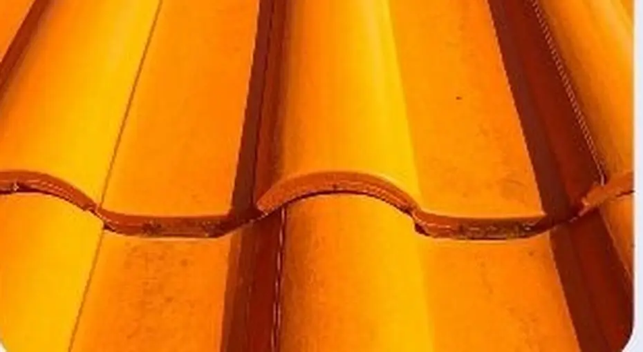 Close-up of terracotta barrel roof tiles
